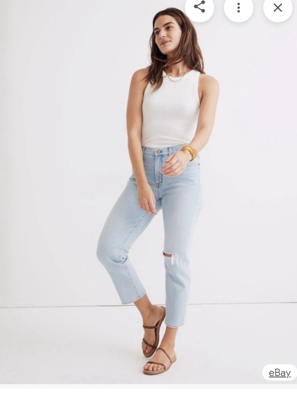 Madewell Mid-Rise Classic Straight Jeans Distressed Knee | 23P